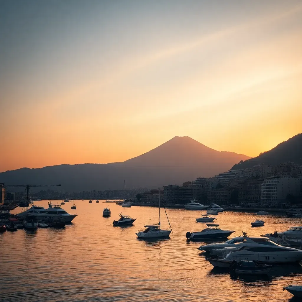 Filming in Naples with Vesuvius and bay view