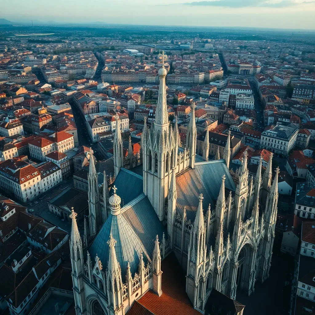 Filming in Milan with Duomo cathedral view